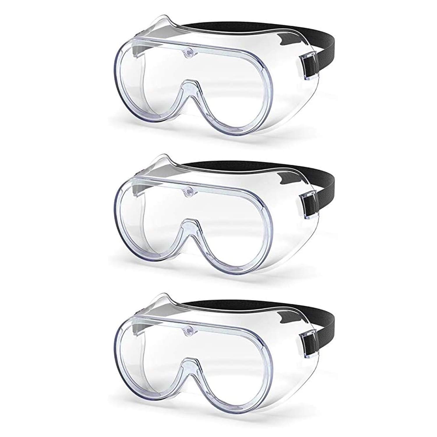Lovetrends Clear (Pack Of 3) Protective Eye-Wear Safety Goggles Safety Glasses Eye Protection Fluid Resistant Safety Work Glasses With Lenses Security Glasses Anti Fog/Mist/Steam/Dust And Wind Resistant (3)