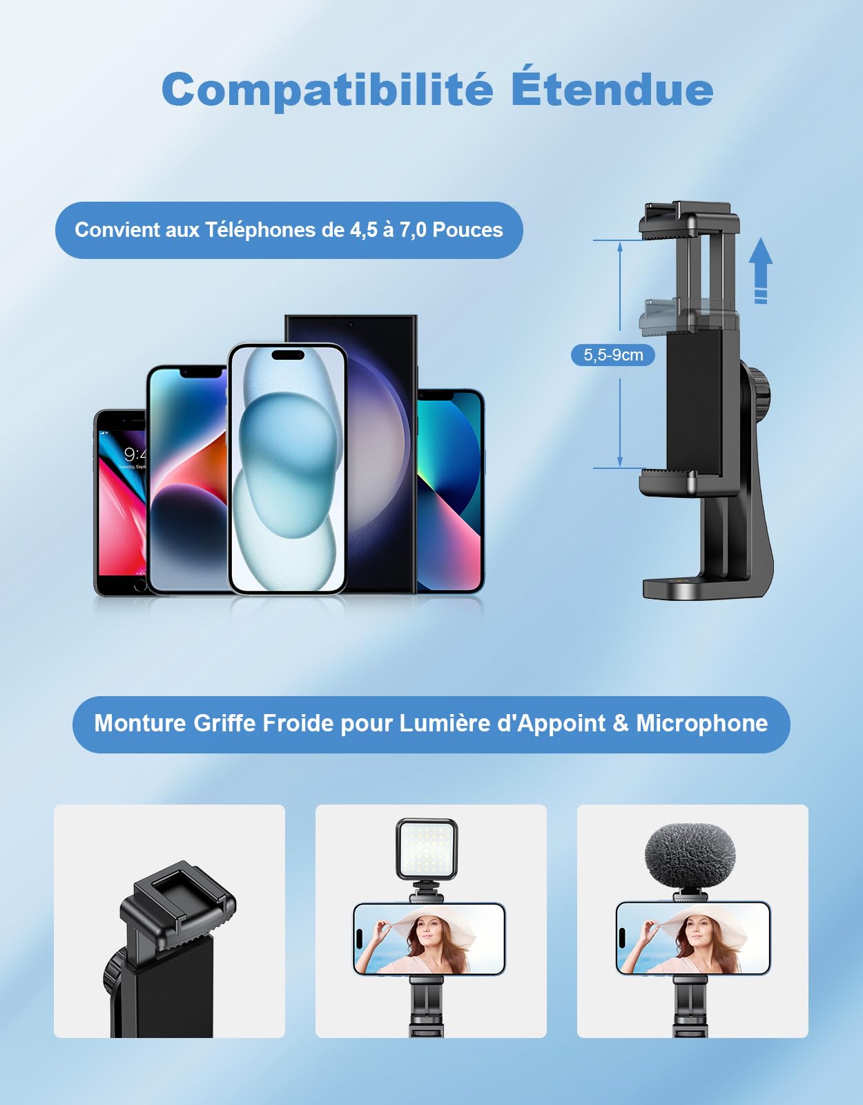 CIRYCASE 177cm Trepied Smartphone, Portable Trépied Appareil Photo Extensible en Aluminium avec Télécommande sans Fil, Perche Selfie Tête de Trepied Telephone Réglable pour iPhone/Galaxy/Gopro/Voyage