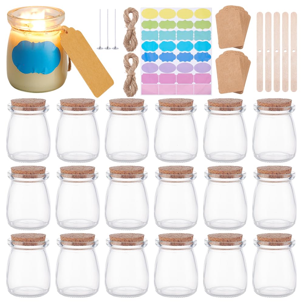 NBEADS 20 confezione di Barattoli di Vetro per Candele per Realizzare Candele Contenitori per Candele Trasparenti con Coperchi Stoppino Spago Etichetta Kit per Un Regalo Spezie Profumate Fatte In Casa