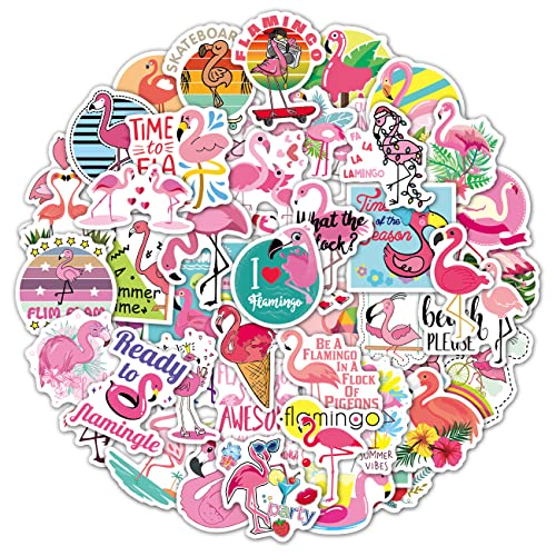 Lot de 50 autocollants flamants roses, cadeau animal mignon pour enfants, adolescents et adultes, jolis décalcomanies en vinyle imperméable pour ordinateur...