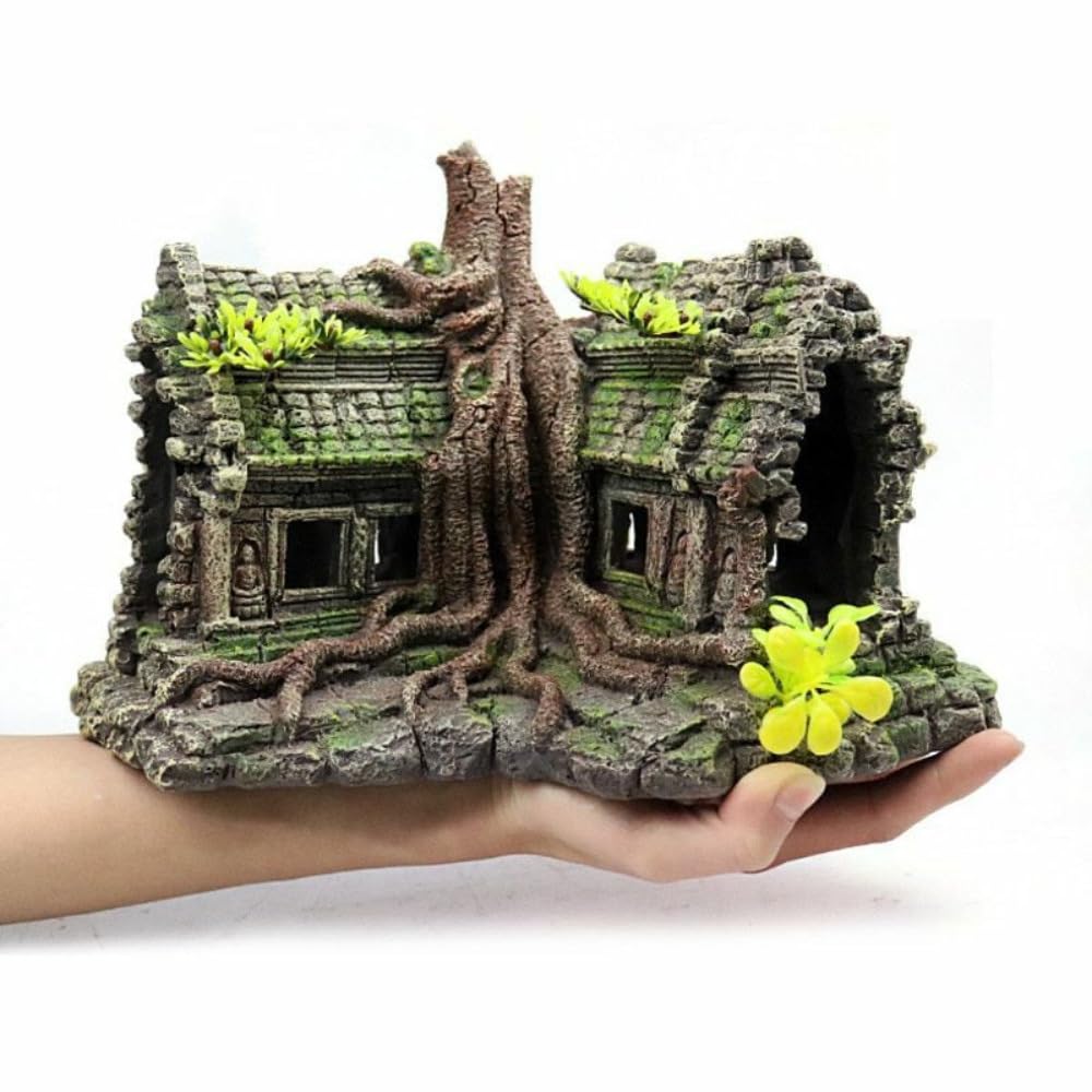 Decorazione per acquario da 29,5 cm, grande castello sull'albero, ornamento Aquascape