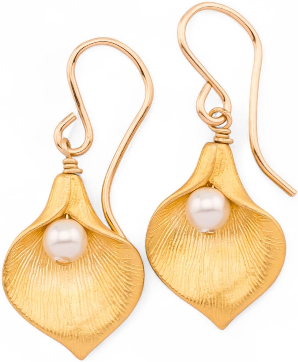 Calla Lily Earrings, Delicate Pearl Earrings, Round Crystal Available in Gold, Silver or Rose Gold - Different Color Options, Gift for Women