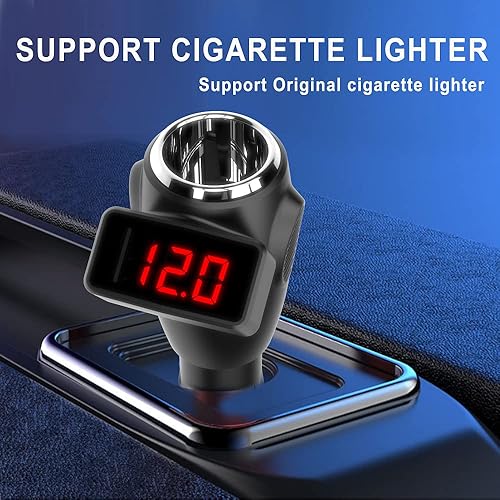 Miniatura 4 de Kingneed Comprobador de batería de coche C11 con puerto de encendedor de cigarrillos 12V y 24V Cargador de coche Pantalla LED Voltaje de batería de