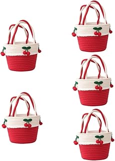 ibasenice 5 Pçs Corda Cesta De Cereja Tecido Cesta De Frutas Diversos Organizador Pequena Cesta De Armazenamento Tecido Cesta De Armazenamento Decorativo Cestas De Armazenamento Para Casa