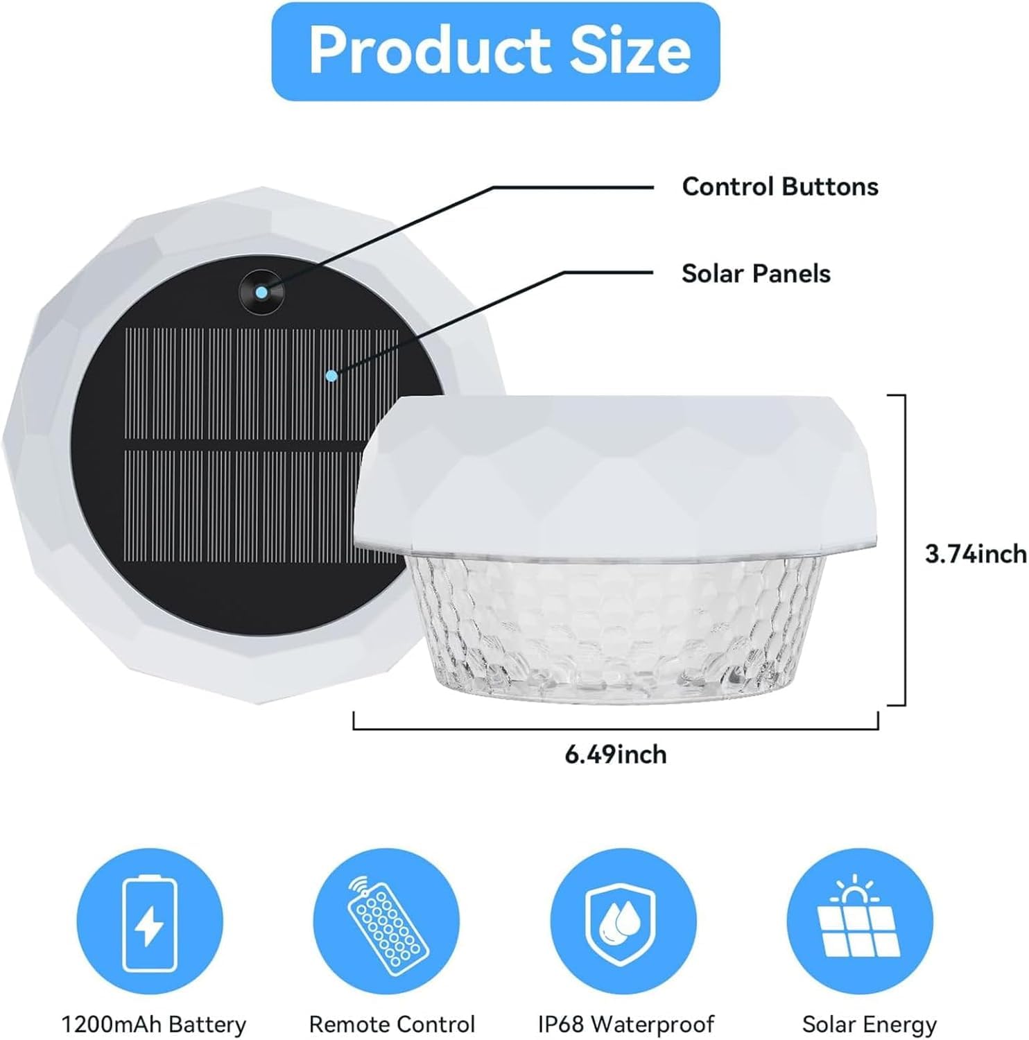Joycome Poolbeleuchtung Solar Teich Deko, Pool Lichter Unterwasser mit Fernbedienung, Dimmbar Farbwechselnde Schwimmende Poollampe Wasserdicht Floating Pool Lights für Whirlpool Badewanne Garten