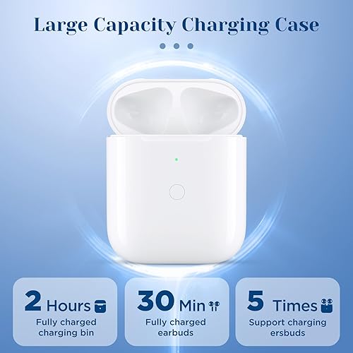 Miniatura 2 de Funda de carga inalámbrica compatible con AirPods de 1 y 2 generación, funda de carga inalámbrica de repuesto para AirPods 1 2 Generación con botón