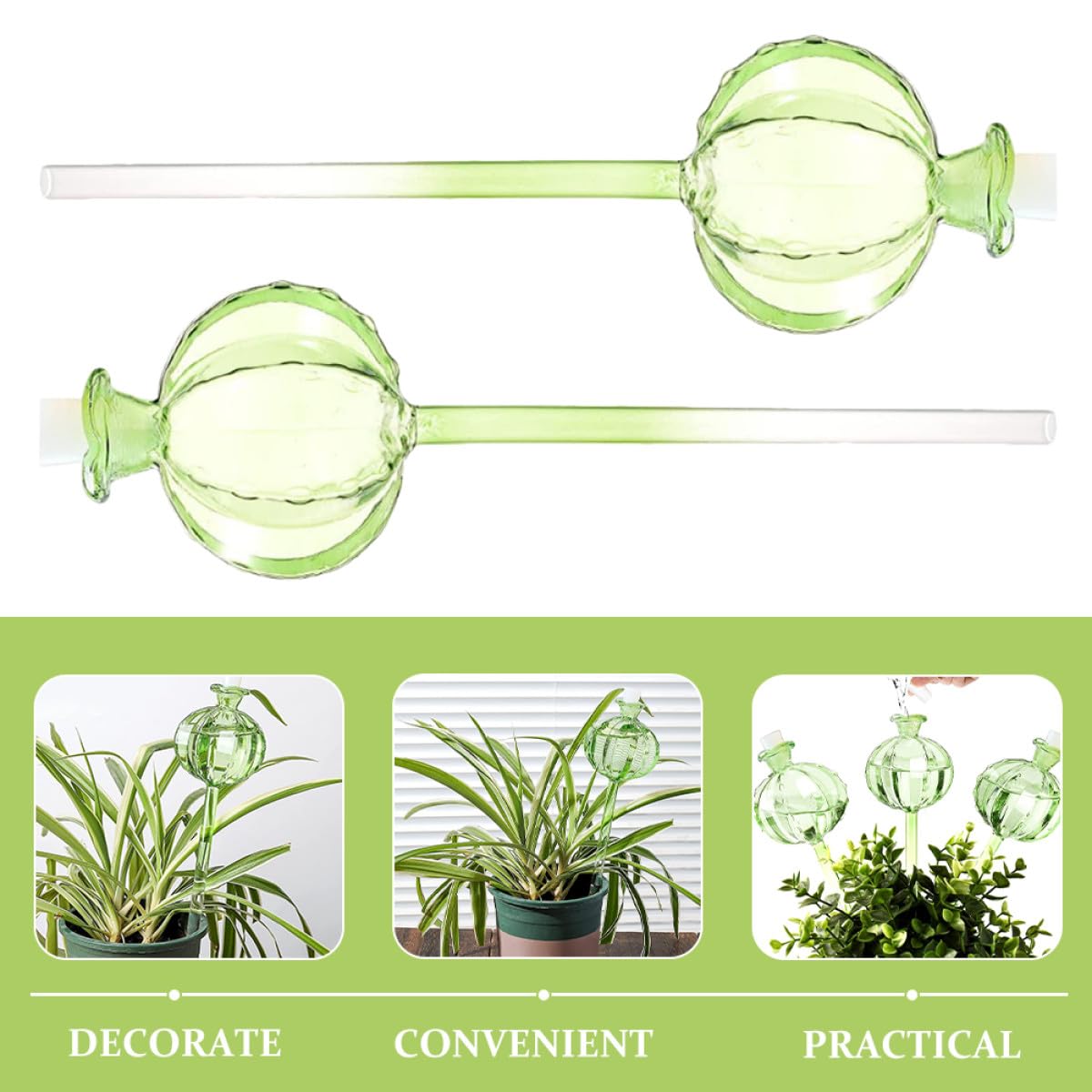 Veemoon Lot de 4 Globes D'arrosage Automatiques en Verre Forme Cactus Transparent, Système D'arrosage Lent pour Plantes en Pot, Jardinage Intérieur et Extérieur, Accessoire Pratique