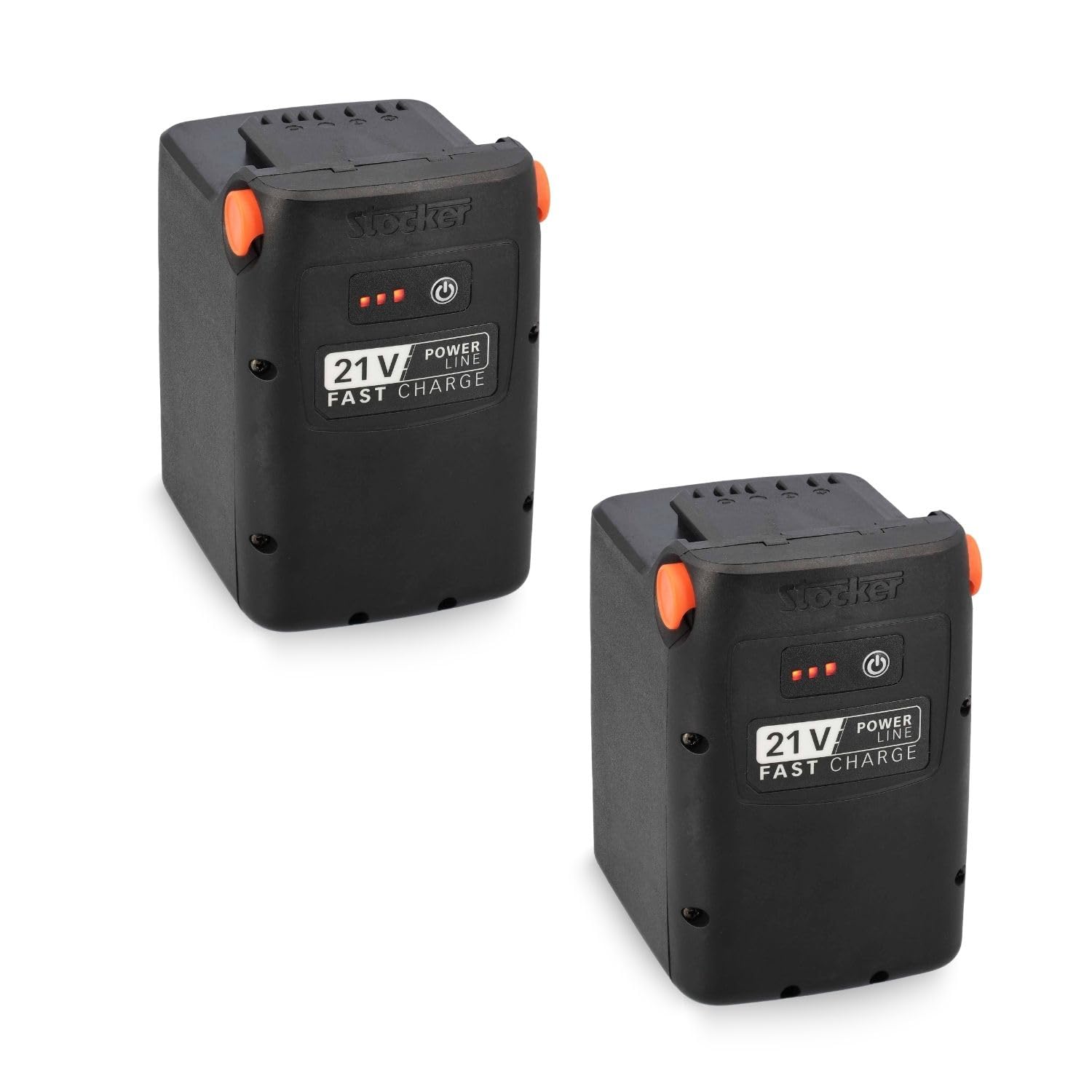 STOCKER - Kit 2 Batterie Fast Charge 21 V 8,0 Ah - Compatibili con Linea Power 21 V - Alta Capacità 345,60 Wh Totali - Li-Ion per Giardinaggio Professionale