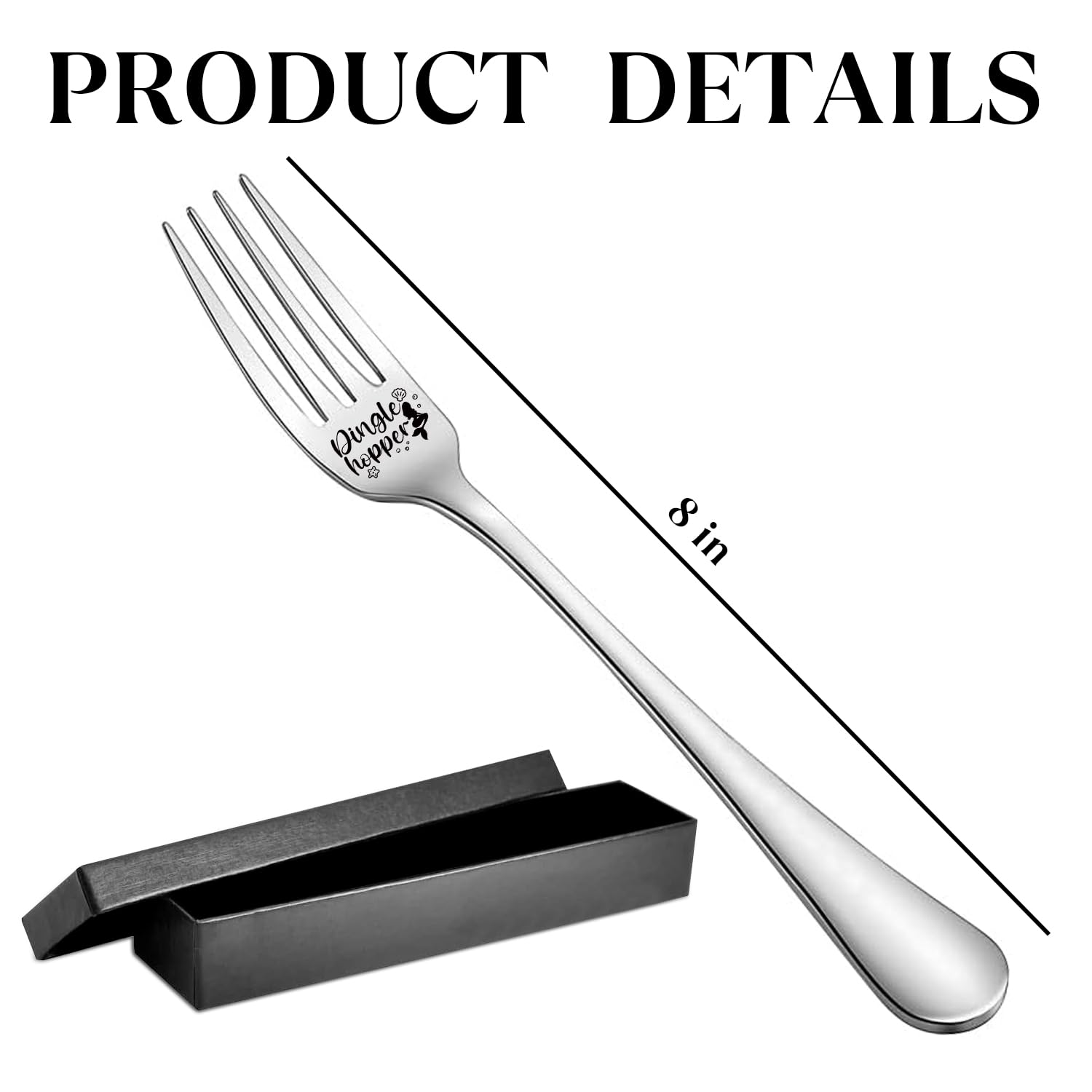 Funny Dingle Hopper Engraved Stainless Steel Forks, Mermaid Gifts for Women — Amazon image 2