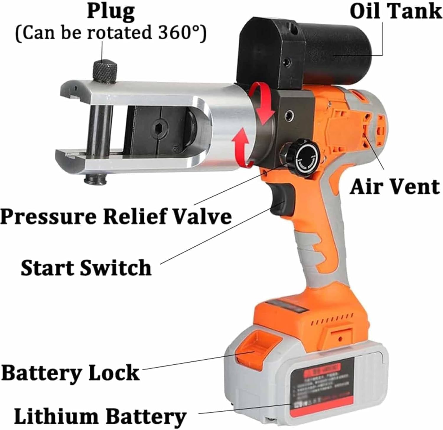 Akumulatorowe hydrauliczne narzędzie do zaciskania, zasilanie elektryczne do zacisków miedzianych i aluminiowych, profesjonalna zaciskarka do kabli