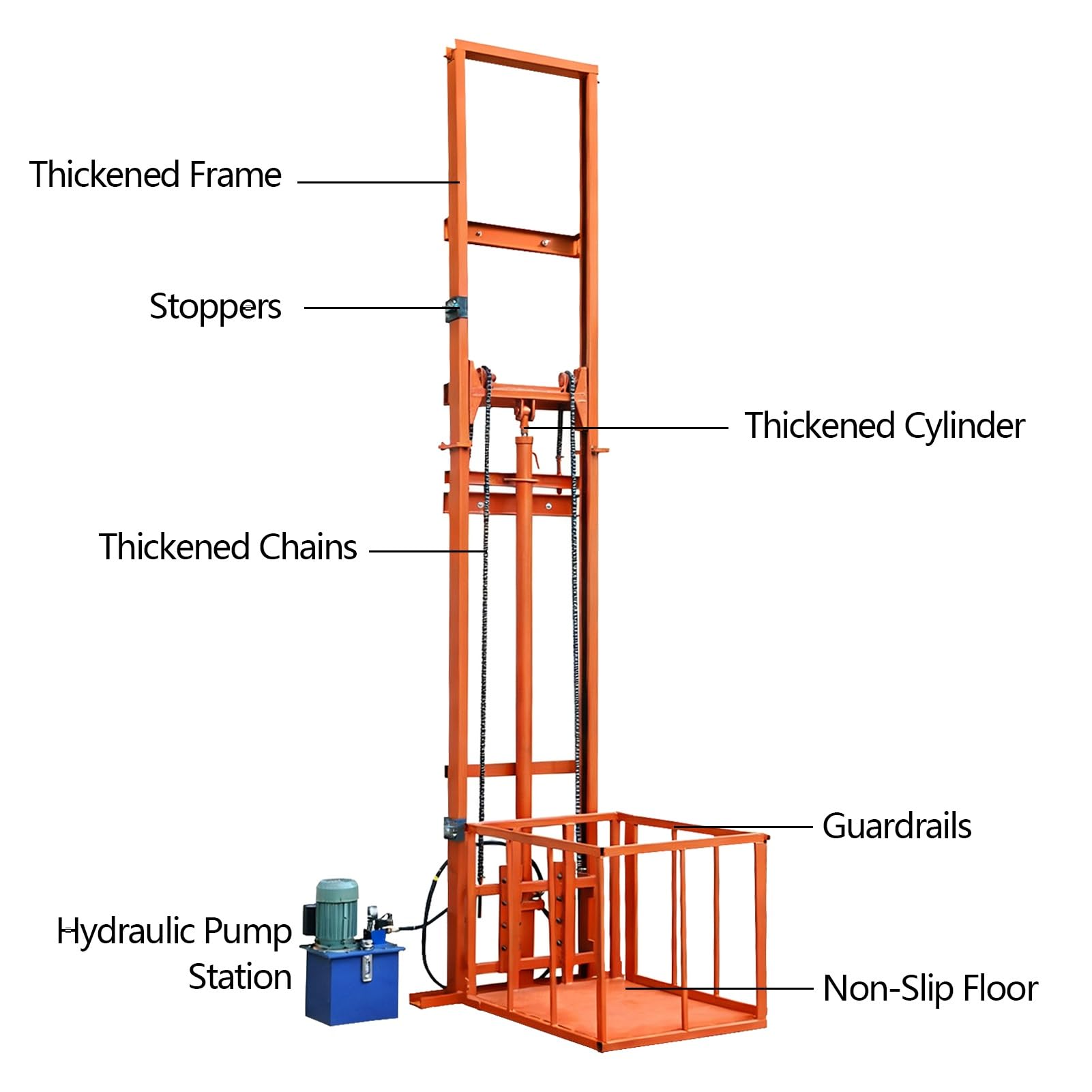 Elektrische Hebebühne mit 1000 kg Kapazität, wandmontiertes hydraulisches Design für Fabriken, Logistik und Wohngebrauch, 4,8 m Höhe