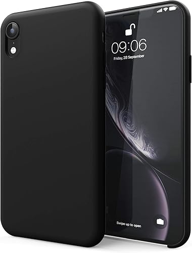 Cellonic   Cover Compatibile con iPhone Silicone Backcover Pelle Custodia Protezione Cover Silicone Nera Borsa Guscio Flip Case Nero
