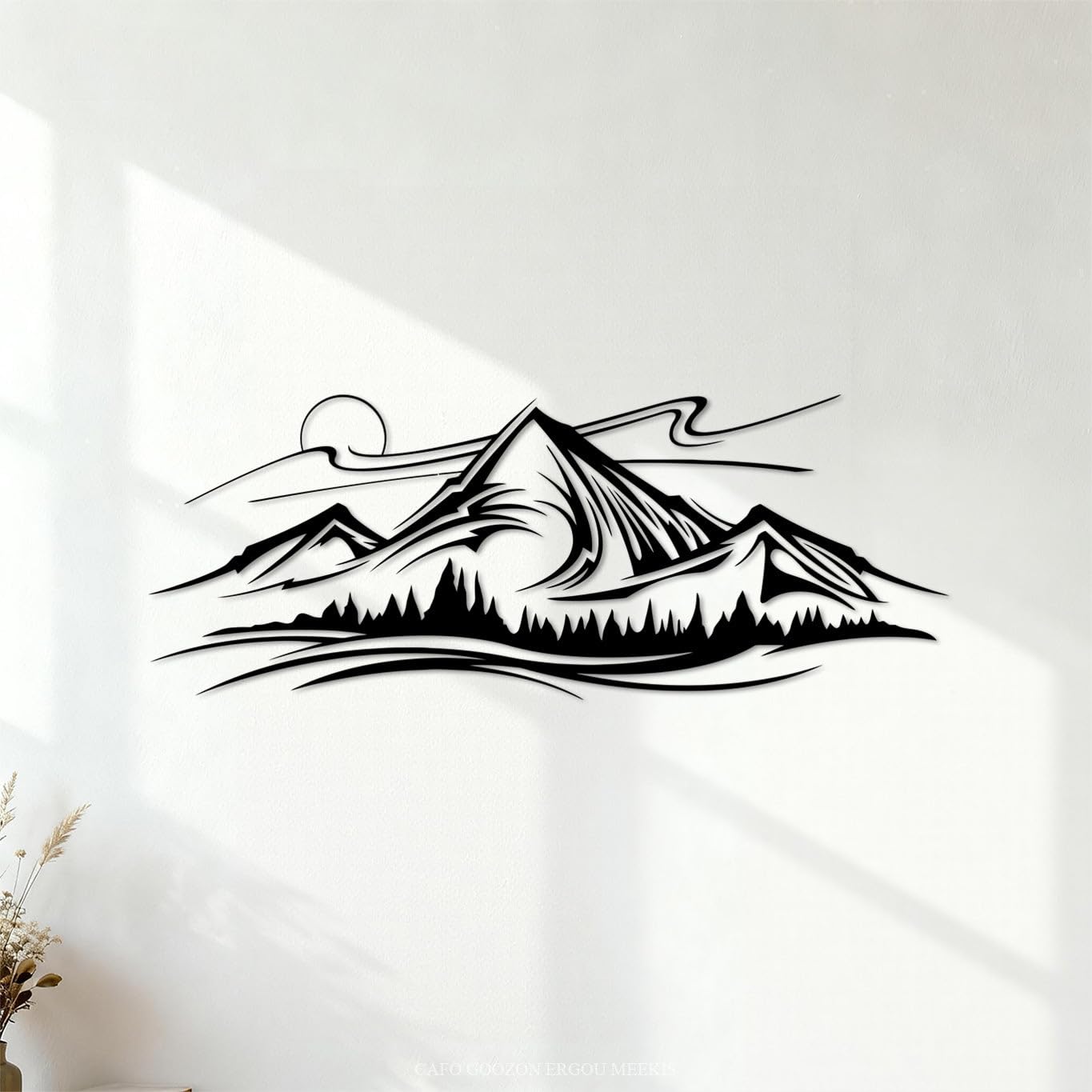 Fine Carving Stickers Mountain Trees Sunshine Camping Rv Travel Campervan Rv Explore Landscape Car Truck 32x83.8cm It Won't Fall Off Black