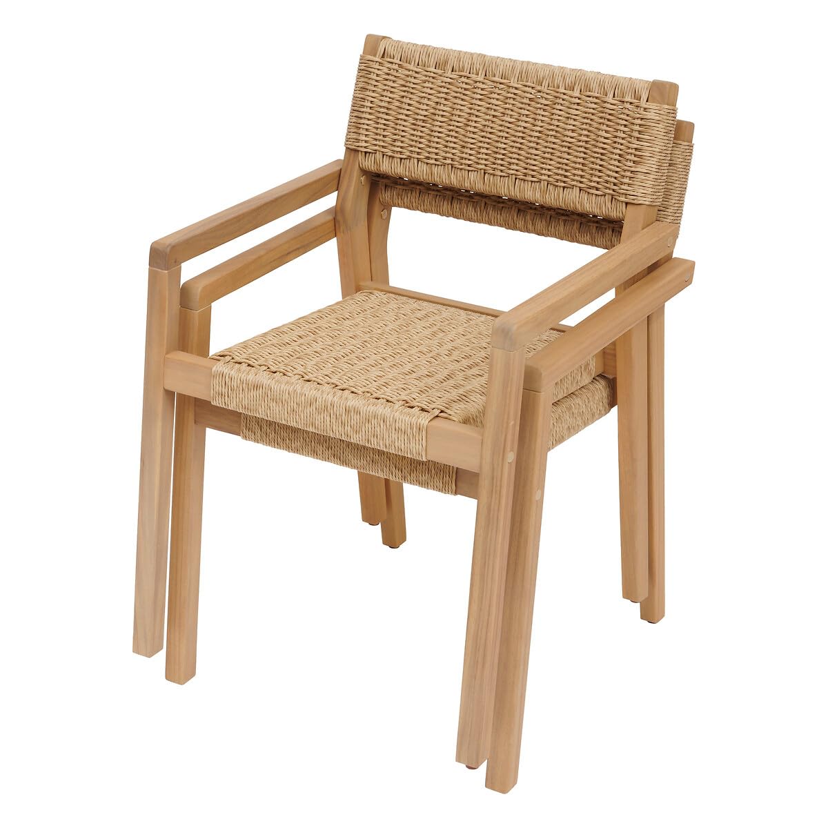 Hespéride - Juego de 2 sillones apilables Temeira Acacia Beige, de Resina sintética trenzada, fáciles de guardar, para jardín, terraza y balcón