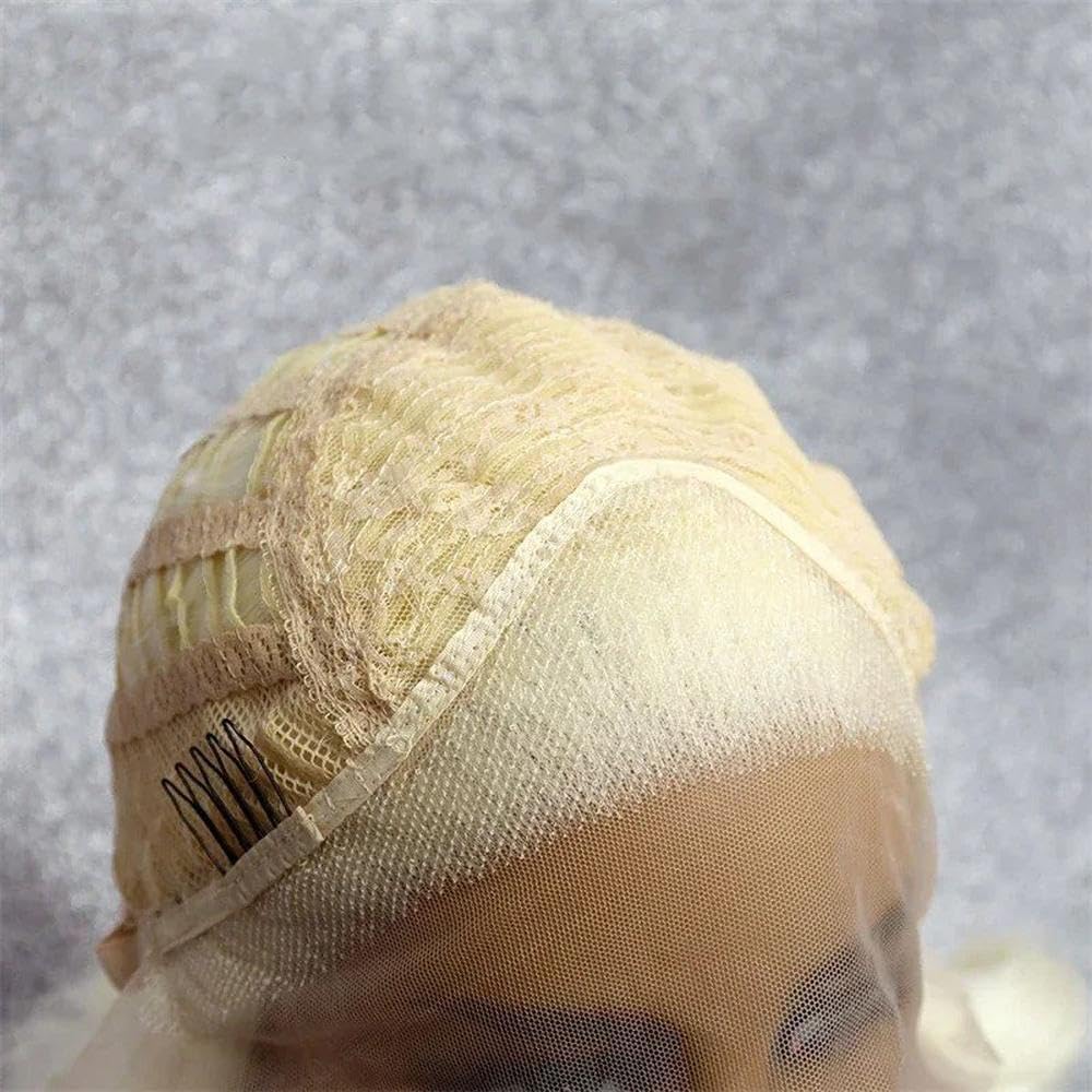 Haarpflege Kurze Blonde Lockige Bob-Spitzenperücke Für Frauen Natürlicher Haaransatz Hitzebeständige Perücken