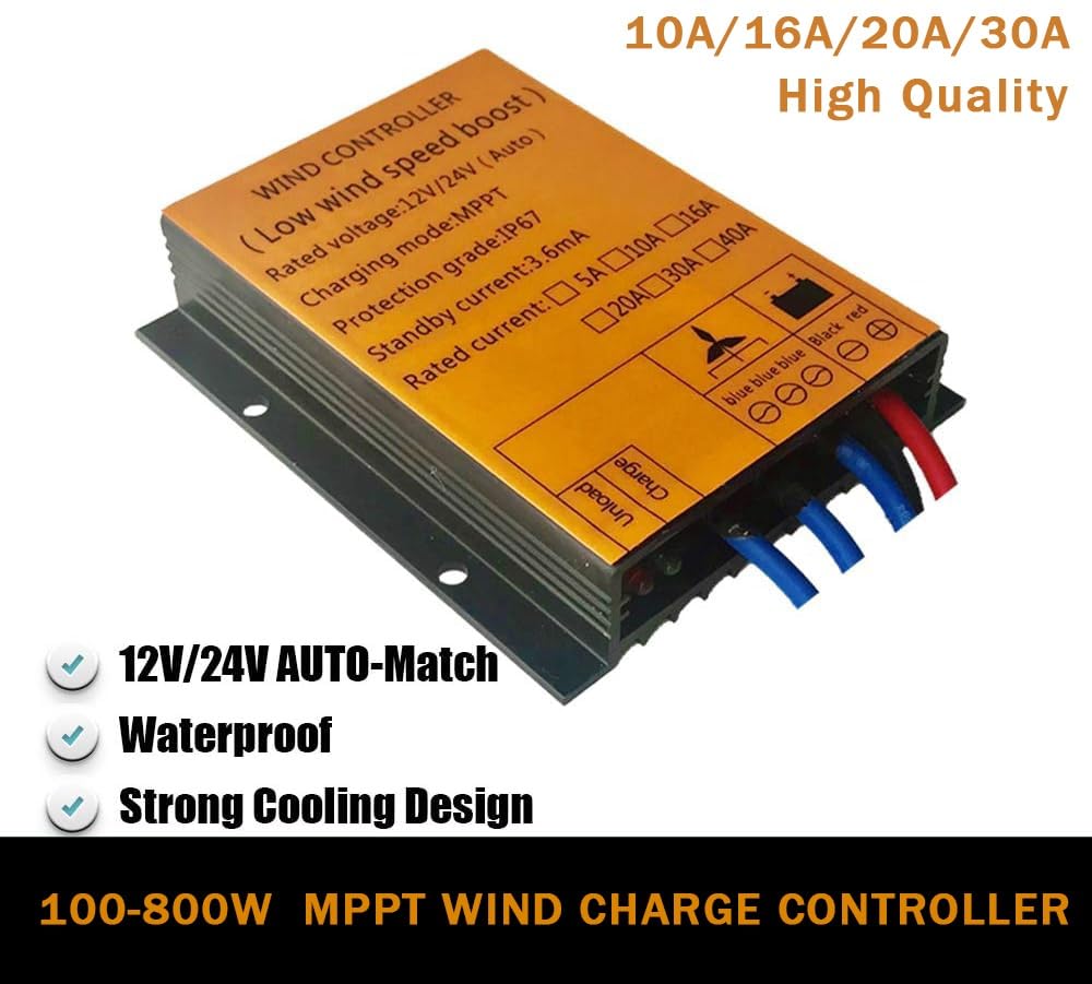 Kit generador de turbina eólica portátil de 800 W para uso doméstico fuera de la red, 12 V/24 V/48 V con controlador MPPT, pequeño molino de viento.
