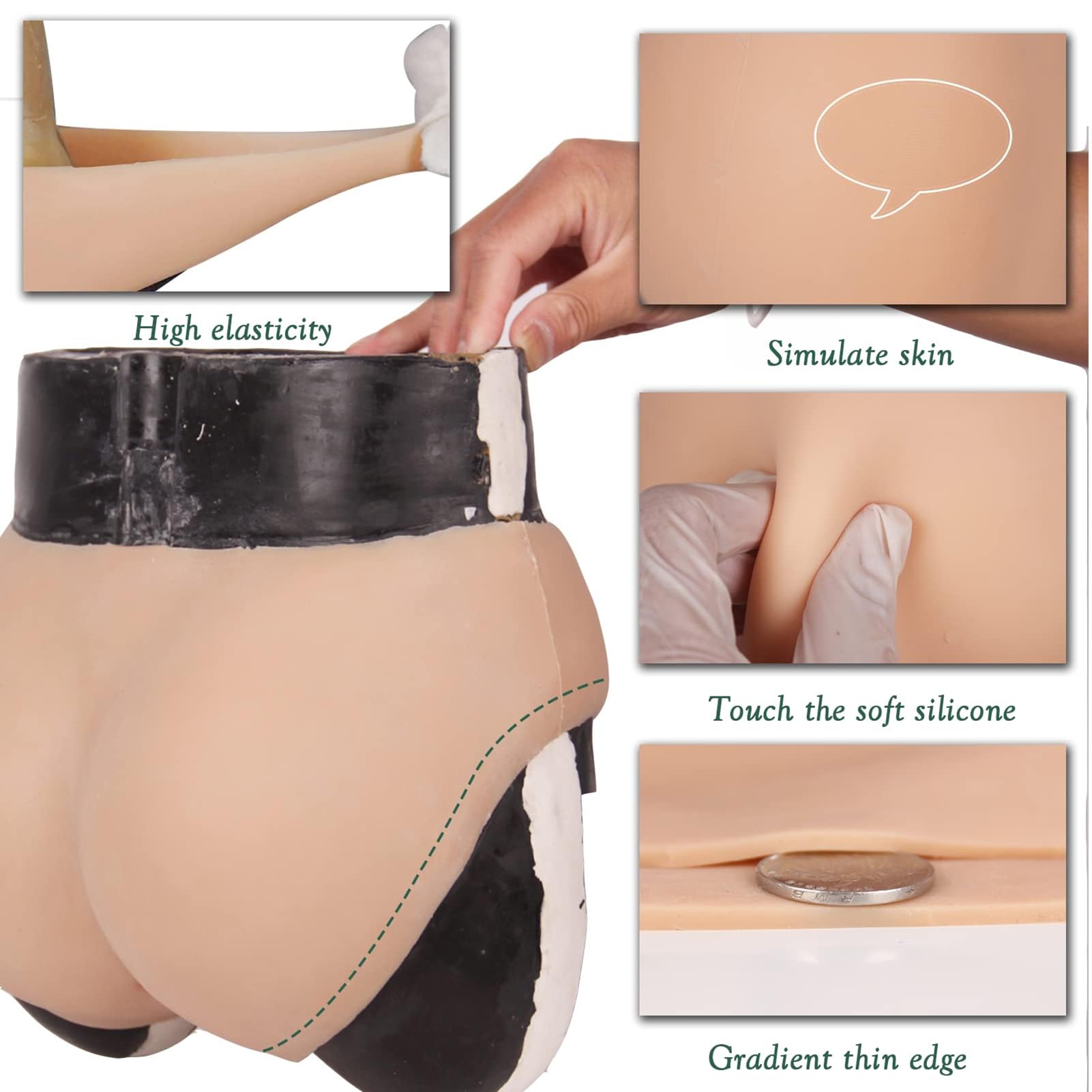 CRRCLSY Silikon Fake Butt Höschen - Realistische Hüftprothese Mit 5-Punkt-Befestigung | Wiederverwendbar