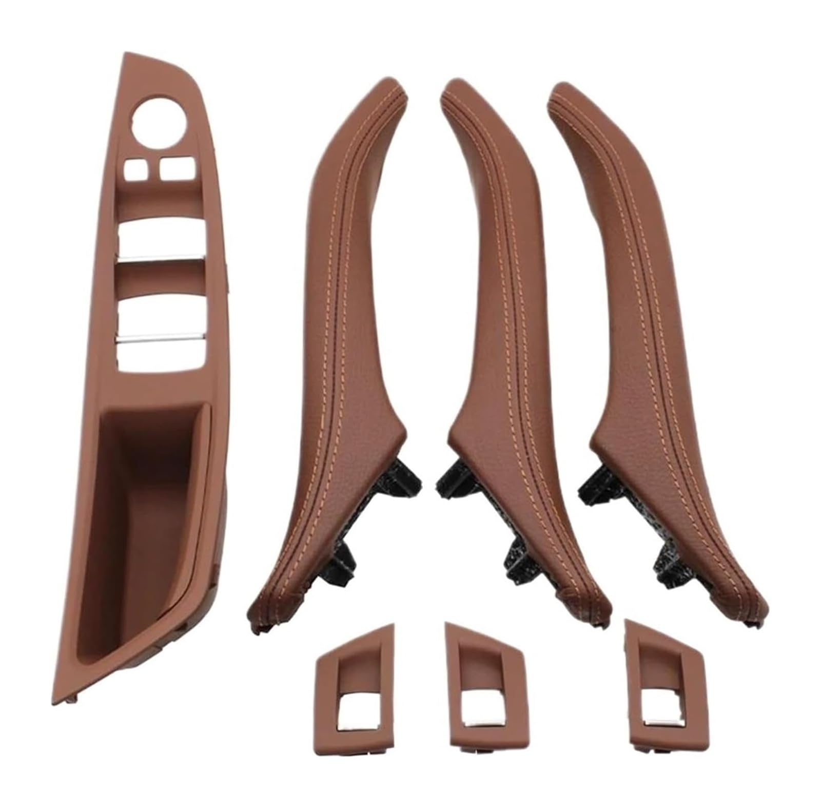 FANGZIQF Inner Door Pull Handles for 5 Series F10 F11 F18 520 523 525 528 530 535 2010-2017 LHD 7pcs Interior Door Armrest Panel Pull Handle(Brown,A)
