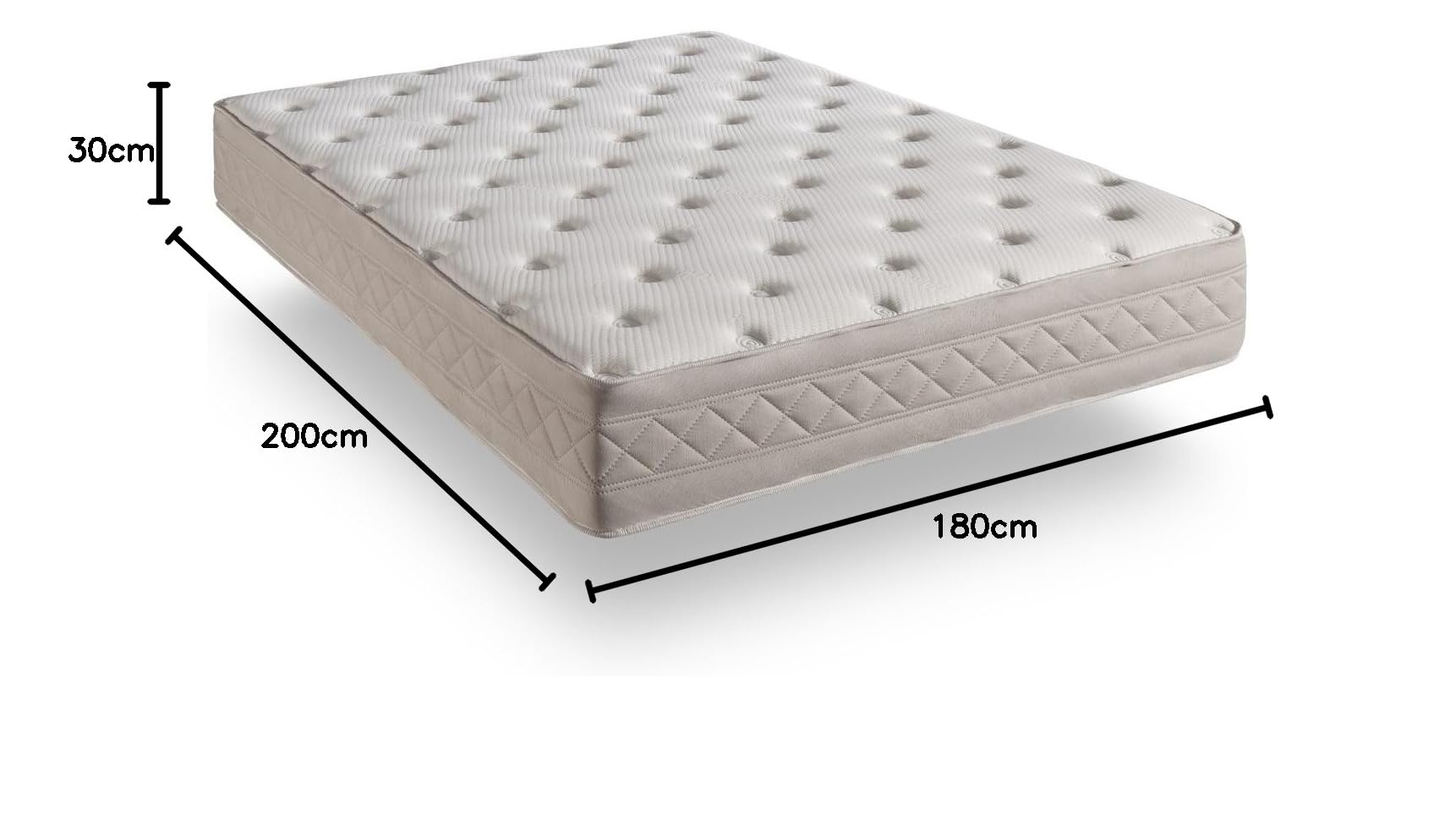 SIMPUR-Relaks | Materac Crystal Royalty ® 180X200cm | Grubość 30cm | Bio Shape Memory Foam High Density + Rest Foam Soft ® | Niezwykle trwały | Wielowarstwowy wygodny materac