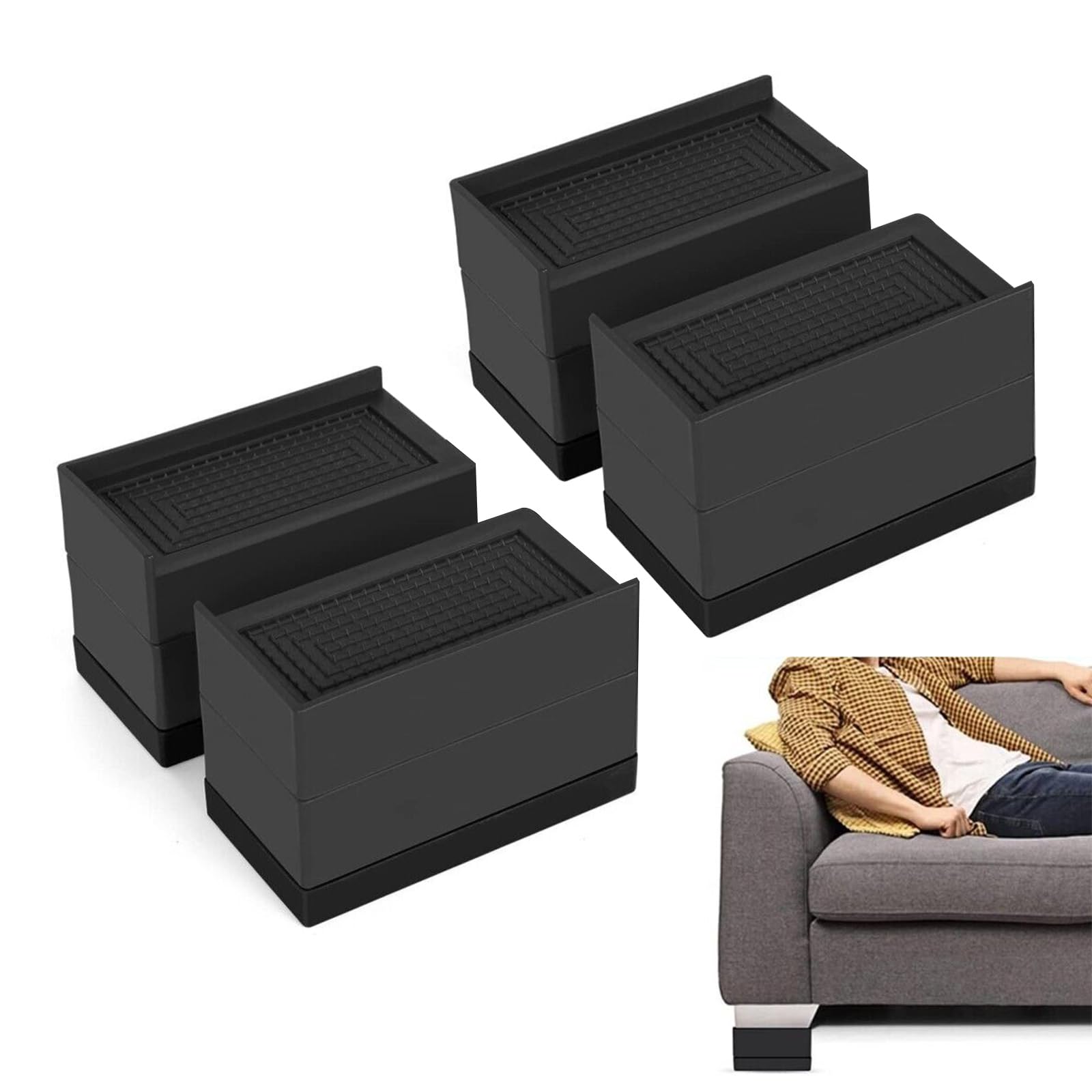 Alzadores de mesa rectangulares, 7,6 cm, resistentes, elevadores de muebles ajustables, antideslizantes, alzadores de escritorio apilables hasta 600 kg, aumenta la altura de la mesa