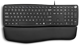 Perixx PERIBOARD-527 Wired Comfort USB Keyboard - Laptop Scissor Keys - Curved Ergo-Lite Design - Detachable Soft Wrist Rest - Black - US English