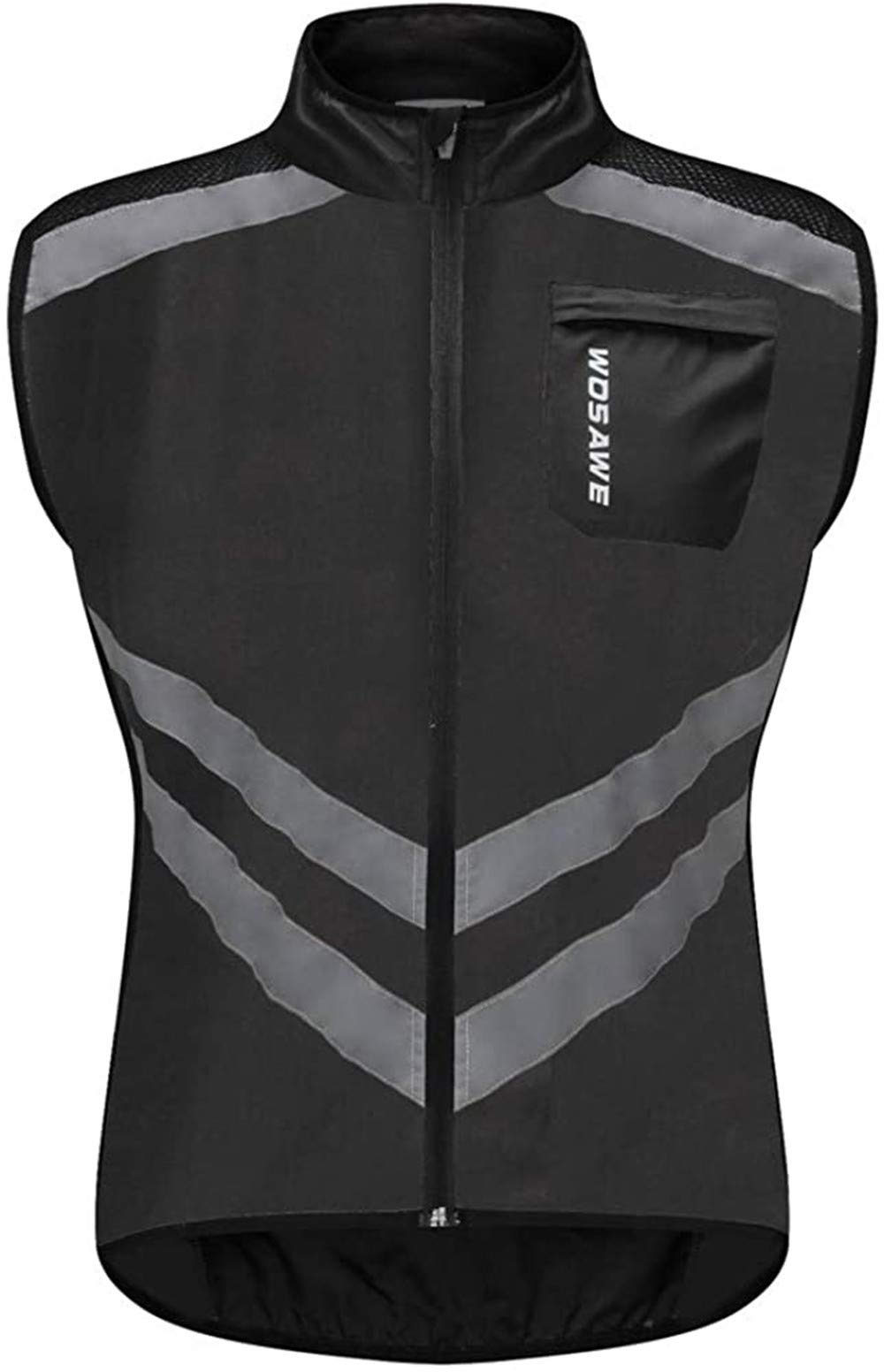 LINGKY Gilet Da Ciclismo Da Uomo, Leggera Traspirante Senza Maniche Cappotto Biciclette Gilet Antivento, Zip Integrale Giacca Da Corsa/MTB Riflettente Leggera