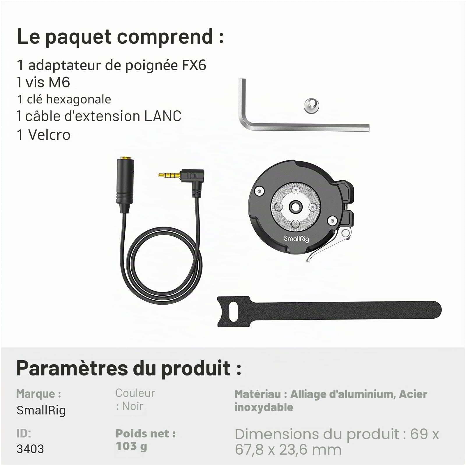 SMALLRIG Adaptateur de Rosette pour Poignée pour Sony FX6-3403