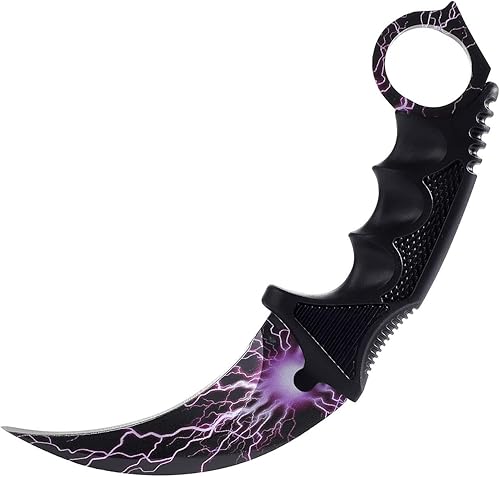 TOPOINT Cuchillo Karambit, cuchillo de hoja fija de acero inoxidable con funda y cuchillo de cordón CS-GO para caza, campamento y supervivencia en