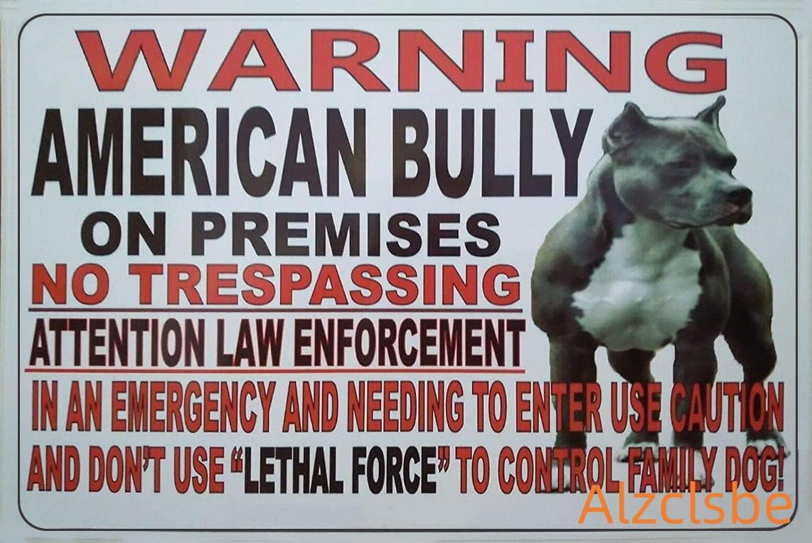 Warning American Bully Dog Sign No Trespassing Metal Sign for Fence or Yard – Beware of Dog Sign Tin Wall Plaque 8x12 Inch