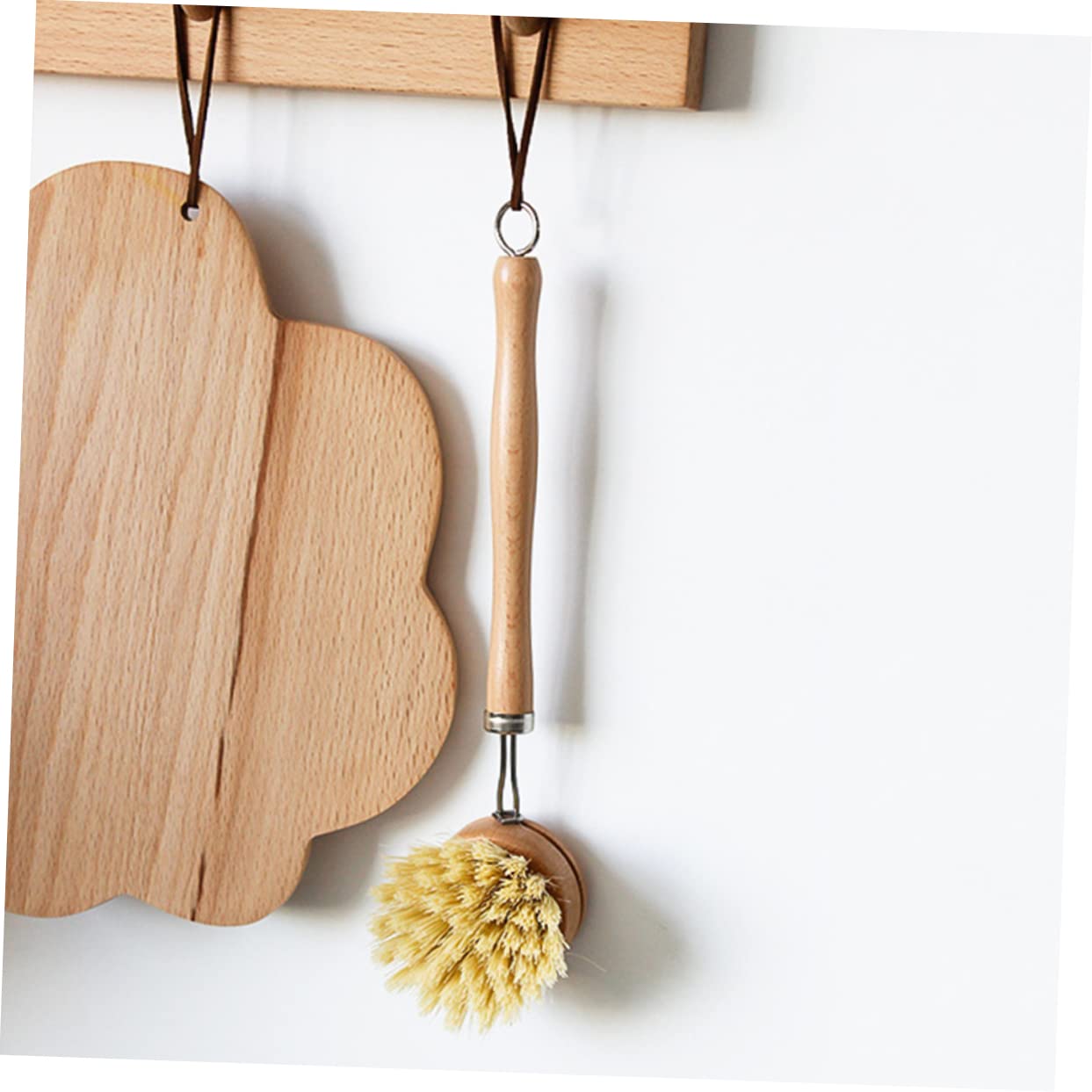 NOLITOY Sisal Pot Brush for Dishes Long Handle Kitchen Gadget Dish Scrubber Brush Household Portable