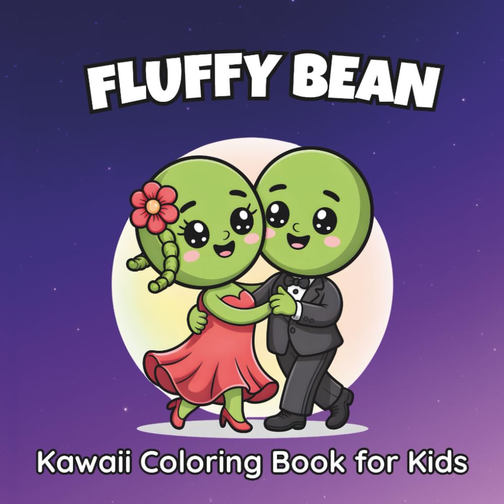 Fluffy Bean Kawaii Coloring Book for Kids: 55 Portable Cute and Funny Character Designs, Perfect for Children (Portable Size Kids Coloring Collection)
