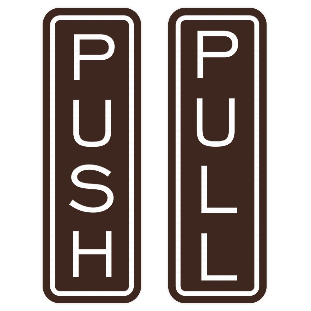 Classico Verticale Push Pull Door Sign Medium (1-5/8" X 5") Dark Brown-image