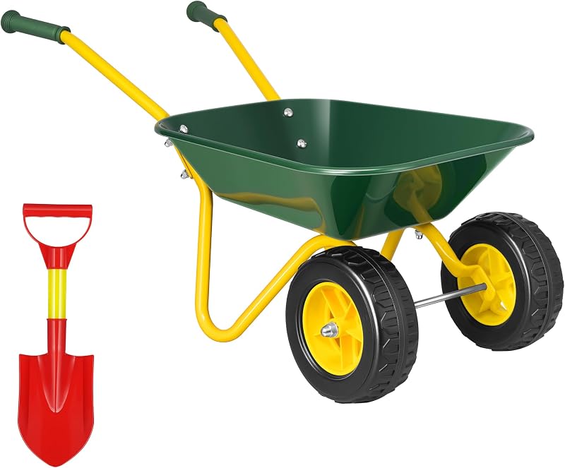 Carretilla para niños Carro de jardín para niños | con juego de herramientas de jardinería para niños pequeños, barril de rueda para niños, juguetes para interiores y exteriores, regalo