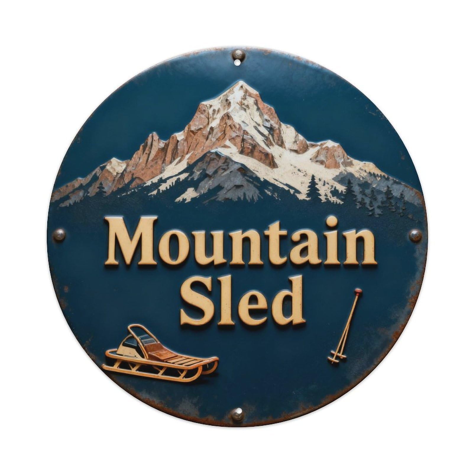 Mountain Sled Metal Tin Sign Plaque