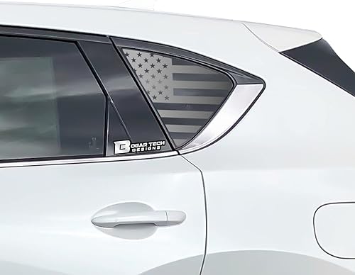 BOGAR TECH DESIGNS Calcomanía de vinilo precortada con bandera estadounidense de cuarto de ventana, compatible con Mazda CX5 2022 2023, negro mate