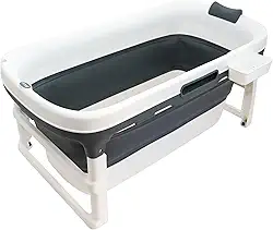 Clingo Banheira Portátil e Dobrável Extra Grande, Cinza e Branco