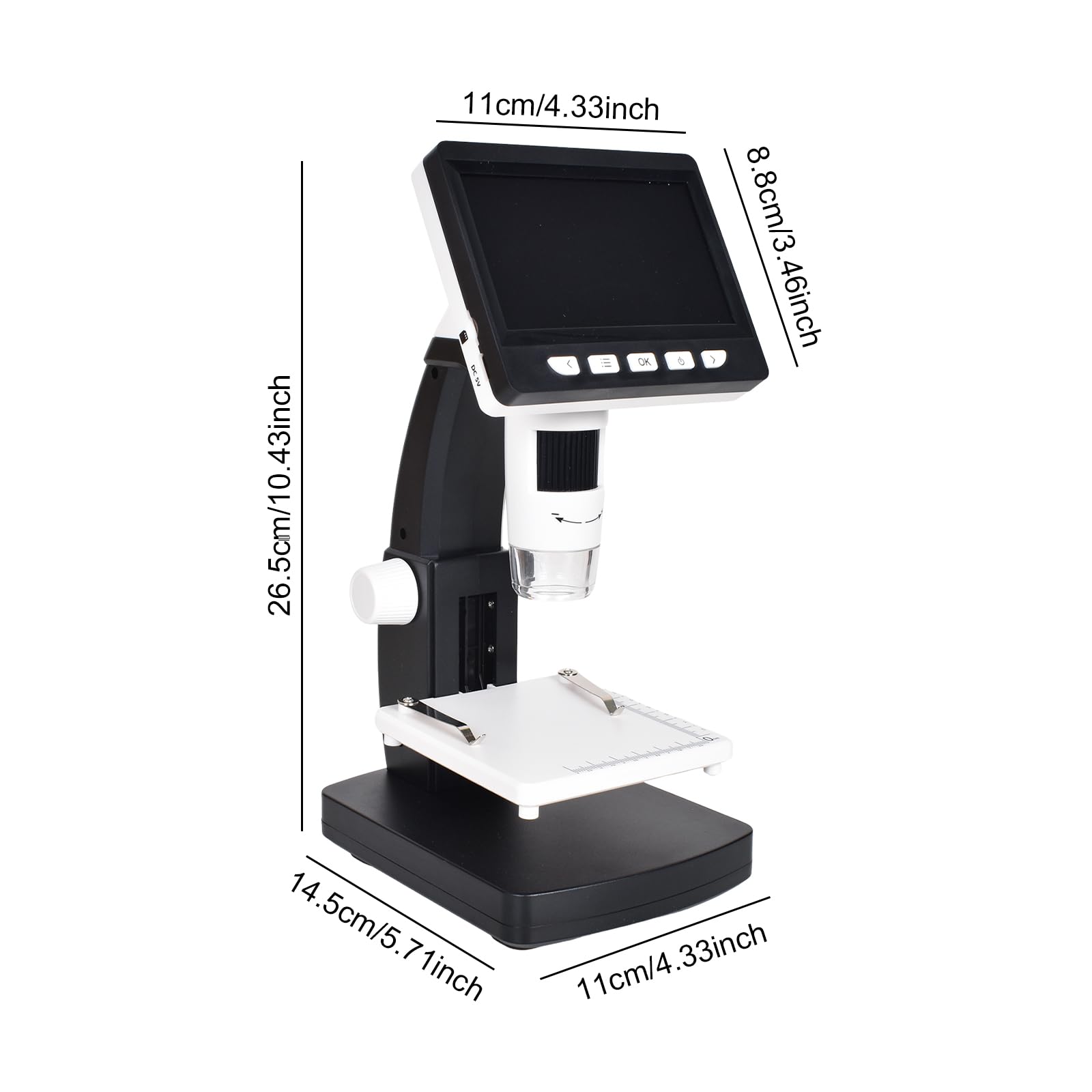 Microscopio Digital LCD, Aumento de 50x a 1000x, Pantalla de 4,3 Pulgadas, Resolución de 1080P, Lente de 2 Millones de Píxeles, con 8 Luces LED, Conectable a PC, Computadora portátil
