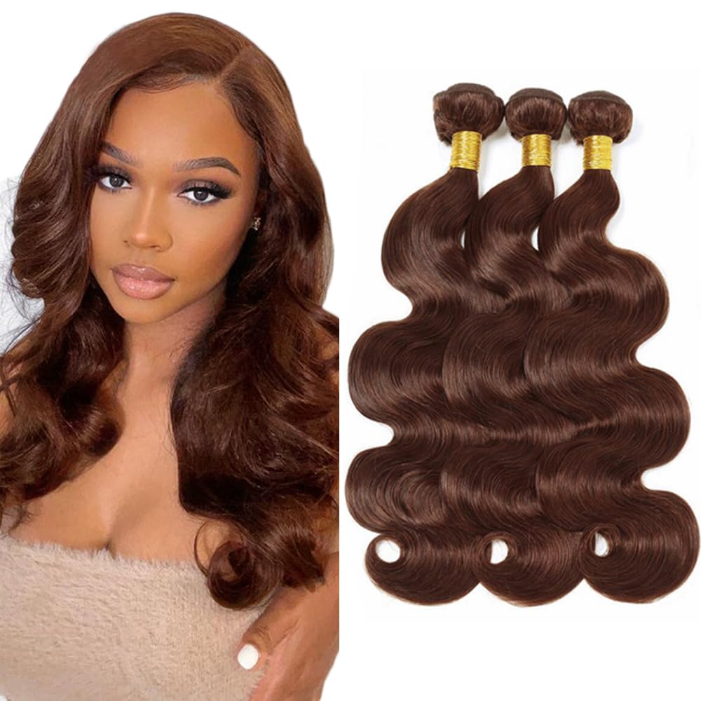 26 28 30 Inch Body Wave Bundles Human Hair Extension Hair Cheveux Humain Tressés Double Weft #4 Chocolate Brown Brazilian Remy Virgin Human Hair Weave 3 Bundles Total 300g
