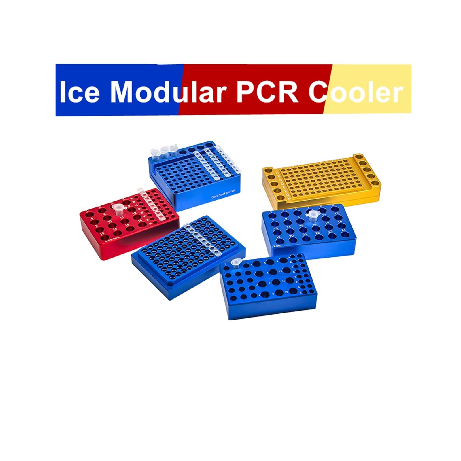 Gradilla Para Tubos De Centrífuga Enfriador Modular de hielo, termostato de baja temperatura, caja de hielo de aluminio preenfriado, 0,2/1,5/2/5/10/15/50ML, soporte de tubos centrífugos, 1/PK | 1.5 15holes G