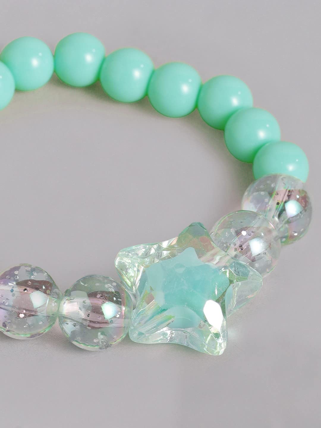 El Regalo 1 Pair Girls Kids Colorful Jewelry Sets | Colorful Princess Star/Mermaid Beaded Necklace & Bracelet Sets, Princess Necklace Bracelet Set for Girls (Grassy Green Shell Jewelry Set) 1