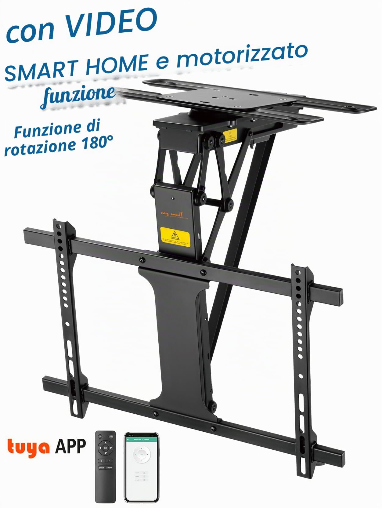 My Wall Supporto da soffitto HL47ML motorizzato e pieghevole per schermi piatti con controllo Smart Home per 32-75 pollici, carico fino a 35 kg con rotazione di 180°