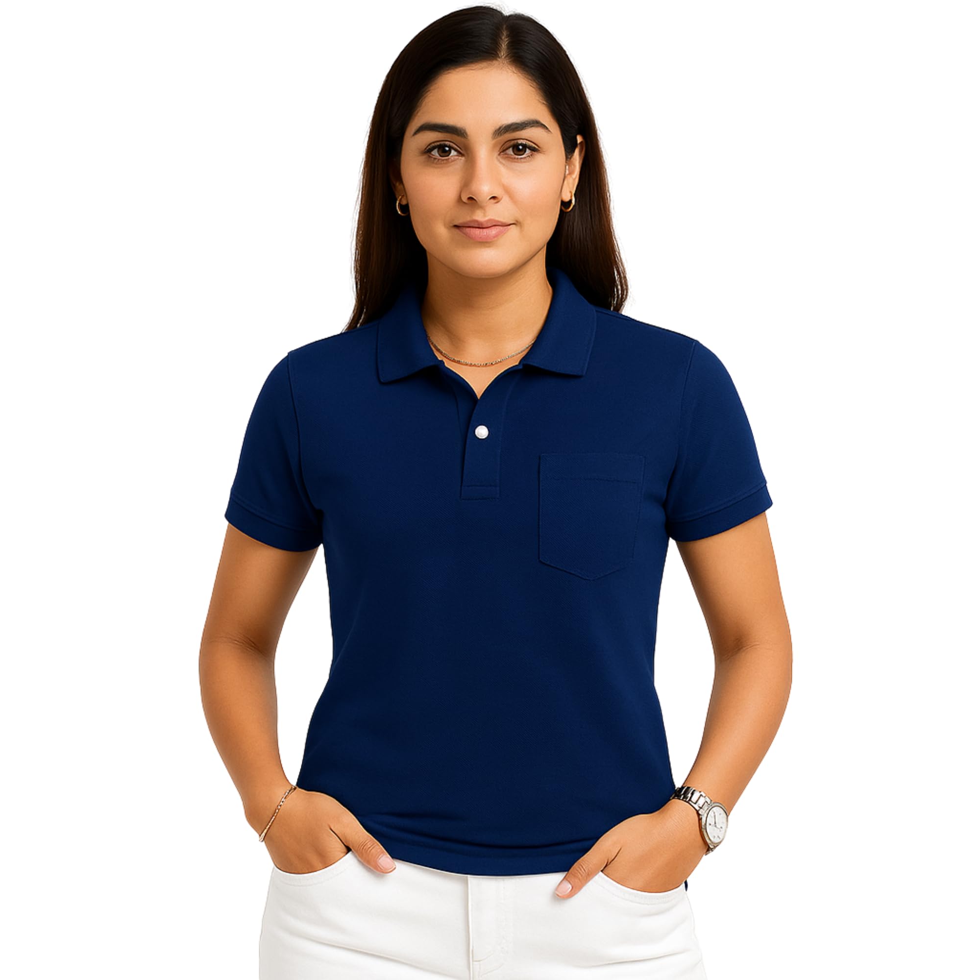sharx trends Women’s Pure Cotton Pique Polo T-Shirt | Regular Fit | Ribbed Collar & Half Sleeve | 210–220 GSM | Casual, Office-picture-30