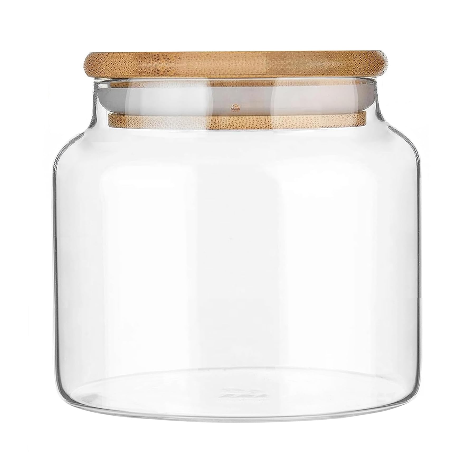 Custde 17 floz Small Glass Storage Containers with Lids,Candy Jar with Lid, Glass Food Storage Containers for Kitchen Counter, Pantry, Decorative Jar for Coffee, Sugar,Tea, Cute Jar (Bamboo 17 FL OZ)
