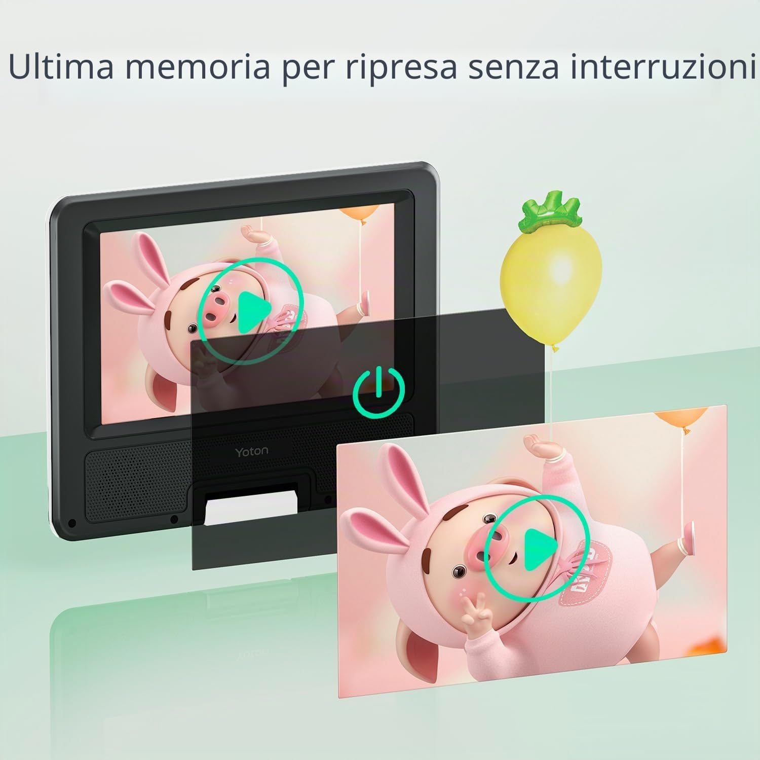 Yoton Lettore DVD portatile da 9,5 pollici per bambini e auto, schermo HD girevole da 7,5 pollici con 4-6 ore di batteria integrata, supporto schermo di sincronizzazione alla TV, supporto SD
