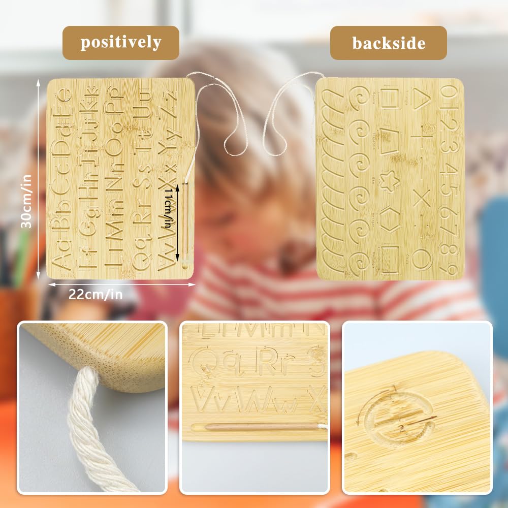 Tablero De Madera De Doble Cara Para Trazar Letras Y Números – 30x22 Cm, Con Flechas Guía, Juguete Preescolar Educativo Para Niños De 3 A 5 Años