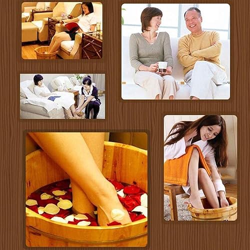 Miniatura 4 de Masajeador de pies Spa Cuenca de pedicura 15.7 in bañera de pie de madera Cubo de baño de pies Cubo de pies bañera de pedicura Lavabo de pie de