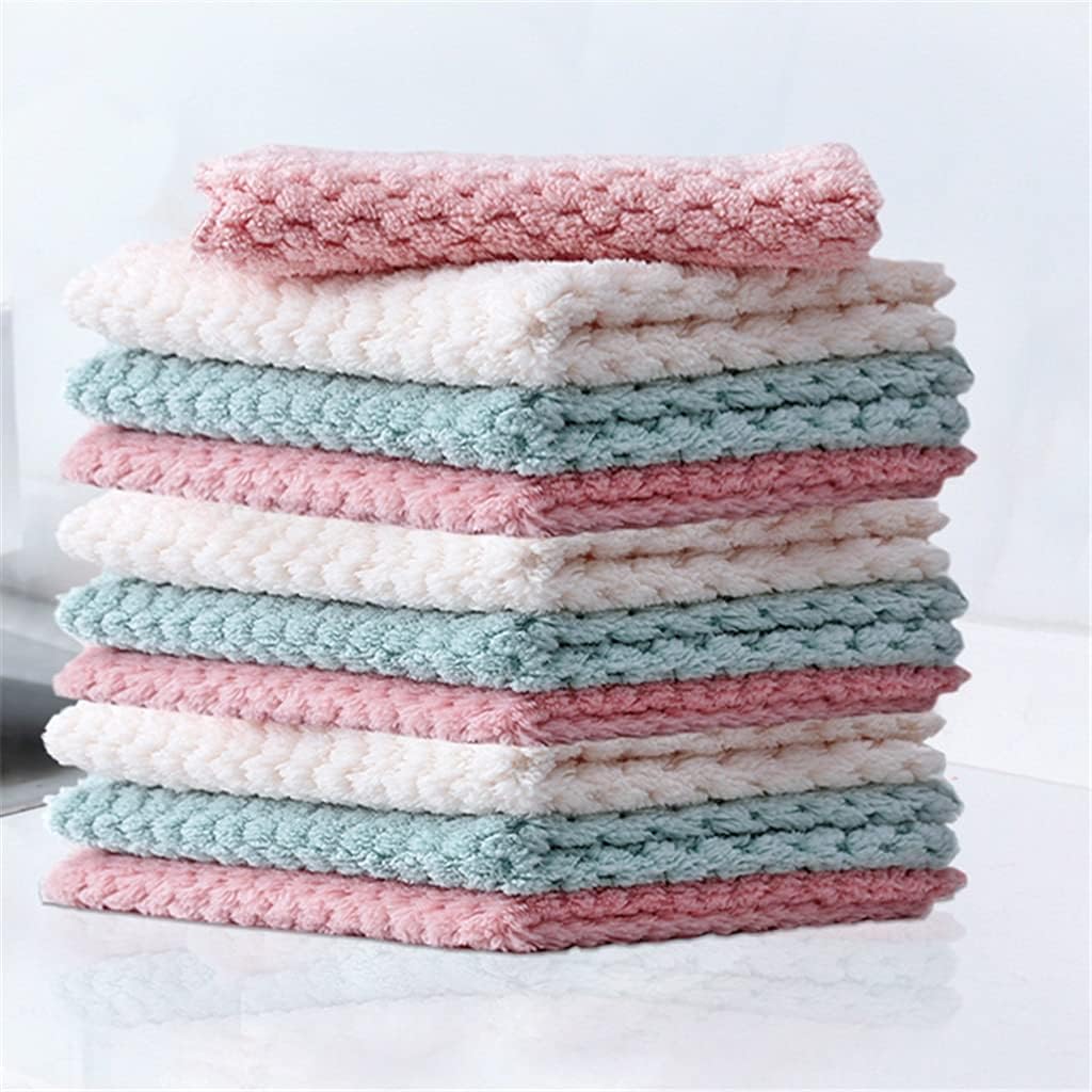 10/20pcs Mixed Color Cleaning Cloth Washing Dishs Kitchen Supplies Side Absorbent Dishcloth Soft Tool