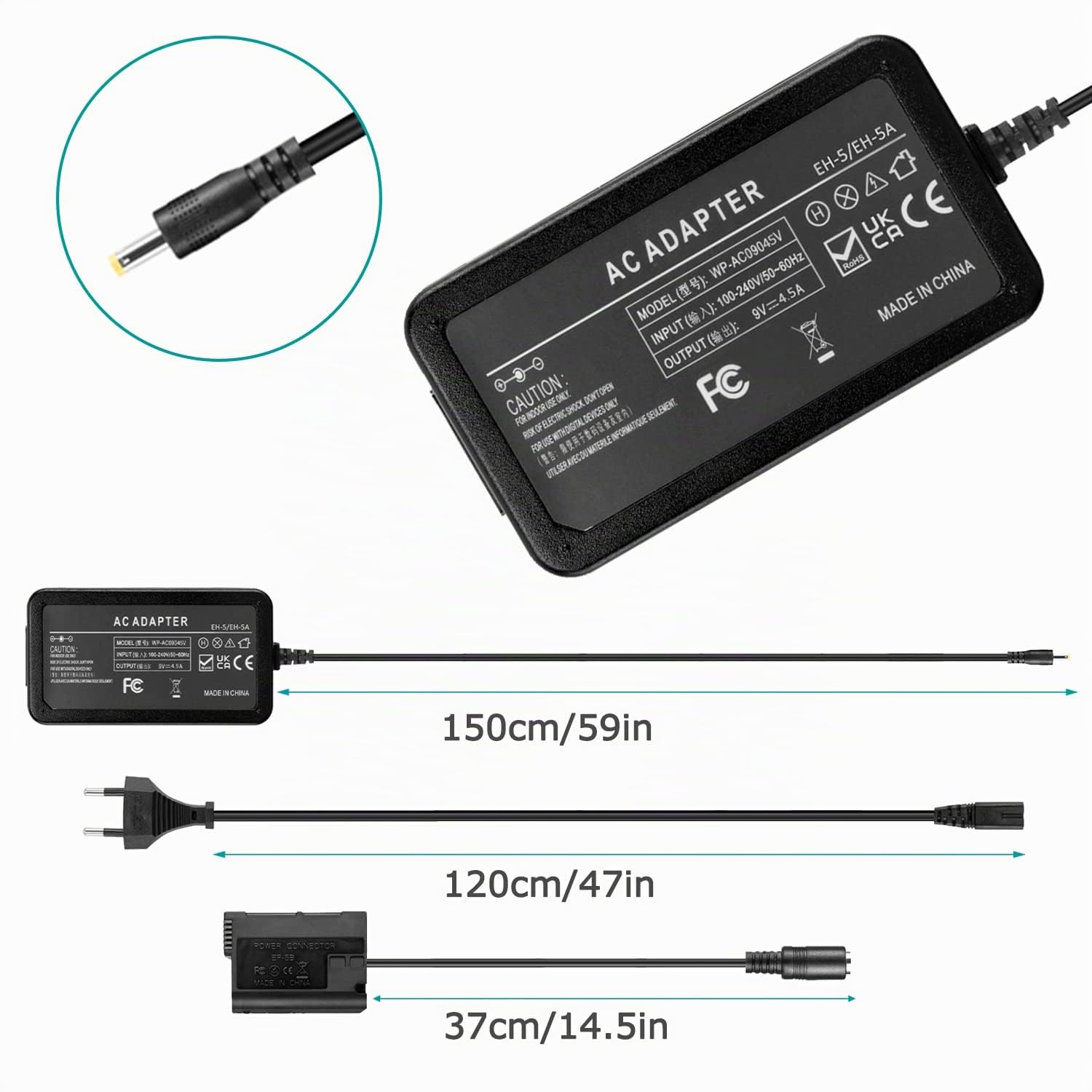 EH-5 Netzteil EP-5B DC-Koppler EN-EL15 Dummy-Akku für Nikon Z7 Z6 D7500 D7200 D7100 D7000 D850 D810 D800 D800E D750 D610 Kameras