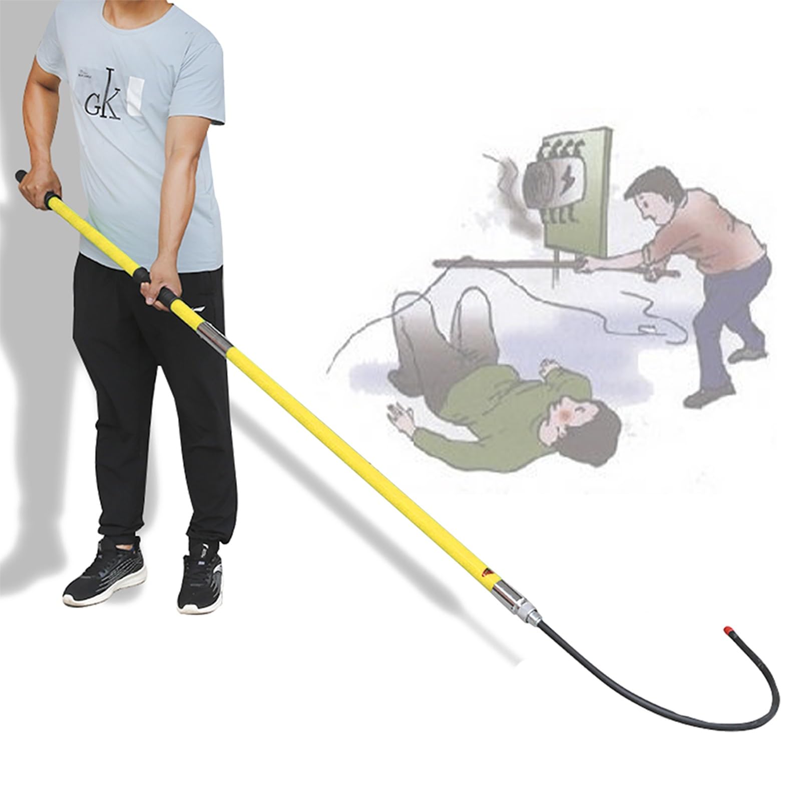 GTHTUHFD High-Voltage Rescue Hook, Insulated Pole With 40 Cm Hook Opening For Electricians, Emergency Protective Equipment, Length: 0.9 To 3 M,Yellow-2m/6.6ft/78.7in