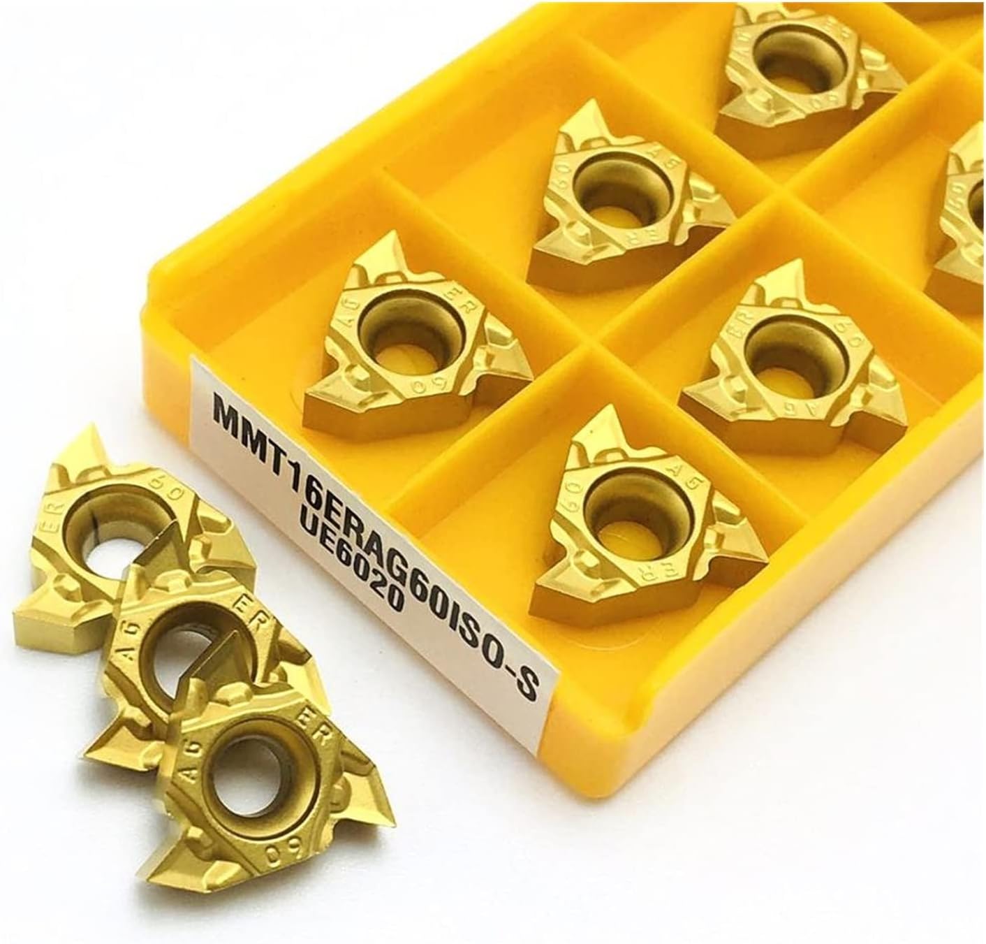 Carbide Milling Cutter Turning Inserts MMT16ER AG60-S UE6020 Carbide Thread Inserts MMT 16ER Lathe Parts Tools (Angle : 16ER AG60-S UE6020, Shank Diameter : 10PCS(1box))